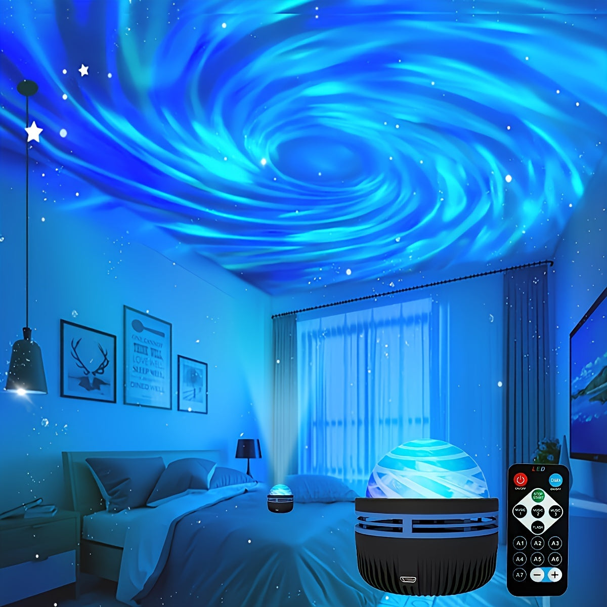 LED RGB Rotating Projection Light, Seven-Color Ambient Night Light for Living Room And Bedside, Perfect for Home Decor And Parties