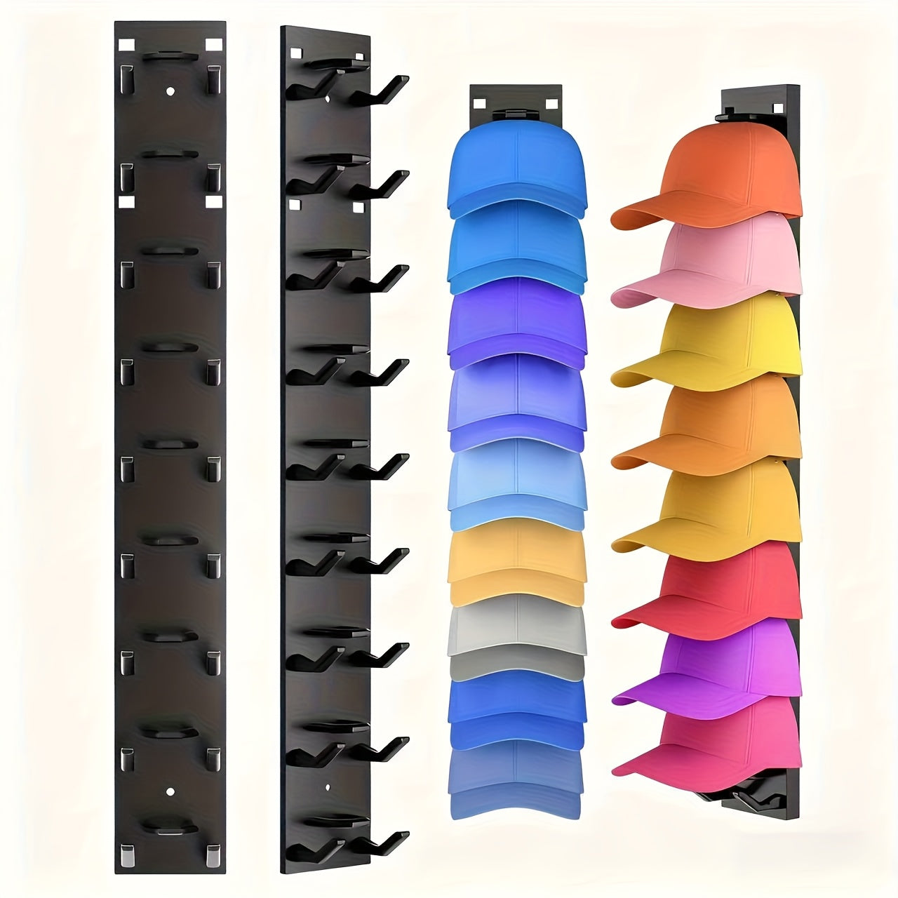 New Cross-Border 1/2/3/4pcs Baseball Cap Storage Rack, No-Drill Strong Adhesive Wall-Mounted Organizer, Suitable for Living Room, Bedroom, Sports Store
