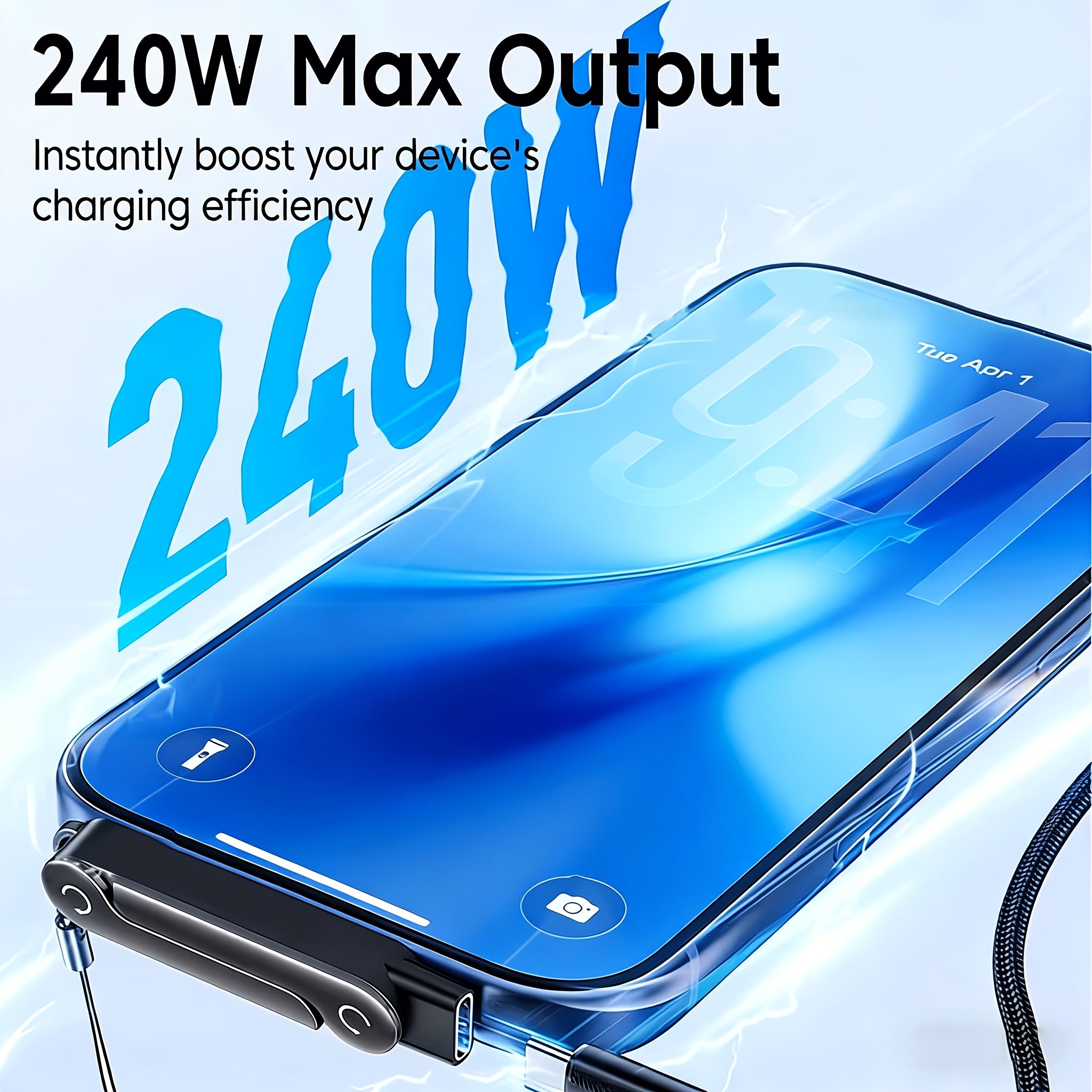 Dual-purpose Phone Stand, Supports 240W Ultra-fast Charging. The 90° Angled Design Allows You to Play Games While Charging Without Blocking Your Hands. Built-in Foldable Phone Holder Enables Free Switching Between Portrait and Landscape Modes