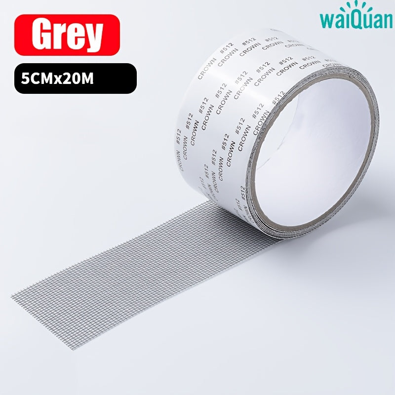 20M Window Screen Repair Tape Self-Adhesive Waterproof Screen Broken Holes Repair Patch Stickers Screen Door Anti-Mosquito Mesh Tape Grey