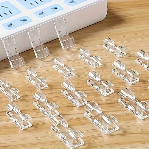100pcs Adhesive Cable Clips, Transparent Wire Holders for Power Line Management, Plastic Cable Tissue Clamps for Walls And Under Tables
