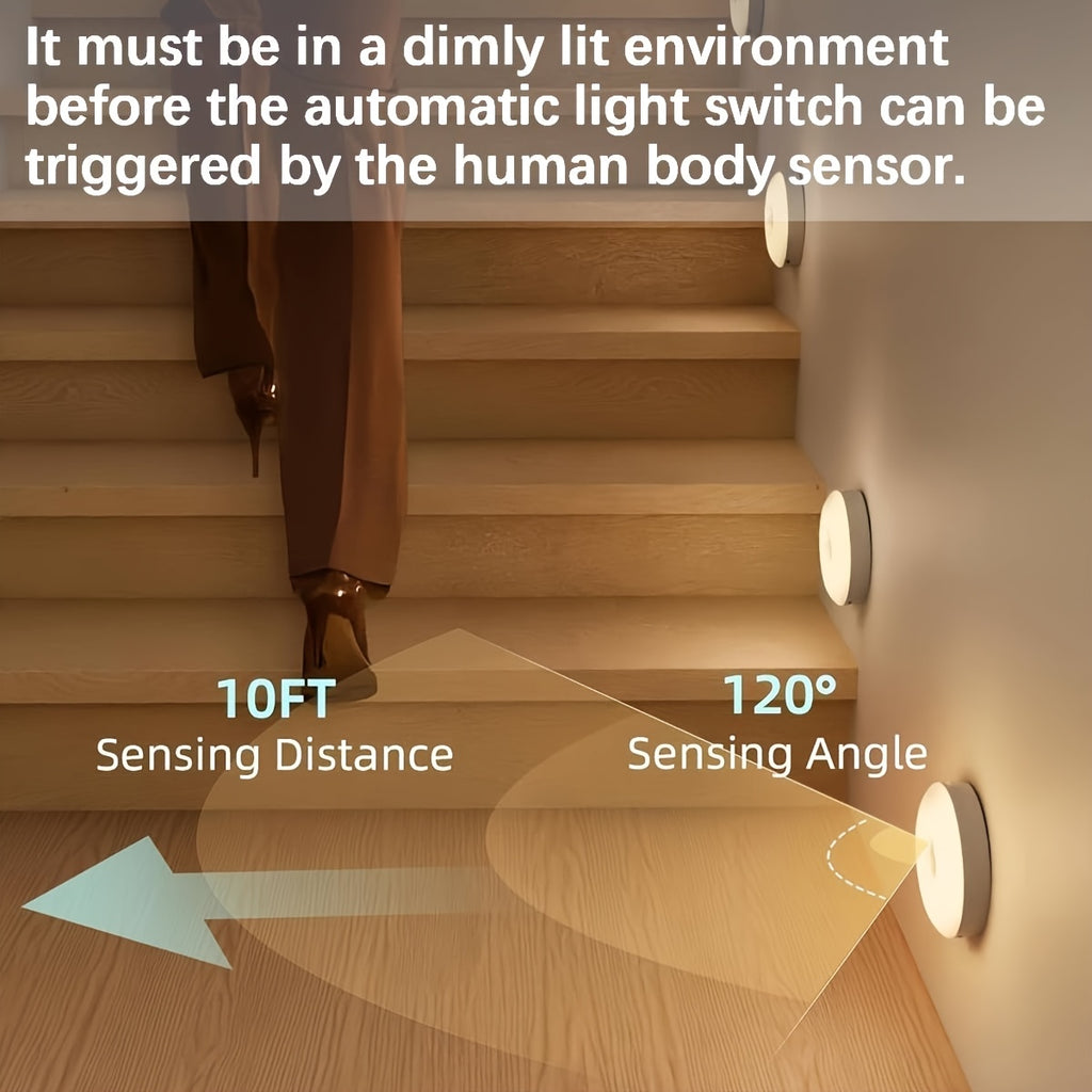 Motion Sensor Night Light 1pc,battery Operated Wall Sconce,under Cabinet Lighting, Cute Night Light Rechargeable Stair Lights Indoor, Warm White Motion Sensor Light Indoor, Battery Operated Night Light for Hallway, Stairway, Bedroom, Kitchen