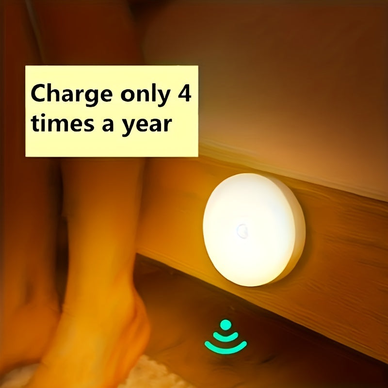 Motion Sensor Night Light 1pc,battery Operated Wall Sconce,under Cabinet Lighting, Cute Night Light Rechargeable Stair Lights Indoor, Warm White Motion Sensor Light Indoor, Battery Operated Night Light for Hallway, Stairway, Bedroom, Kitchen