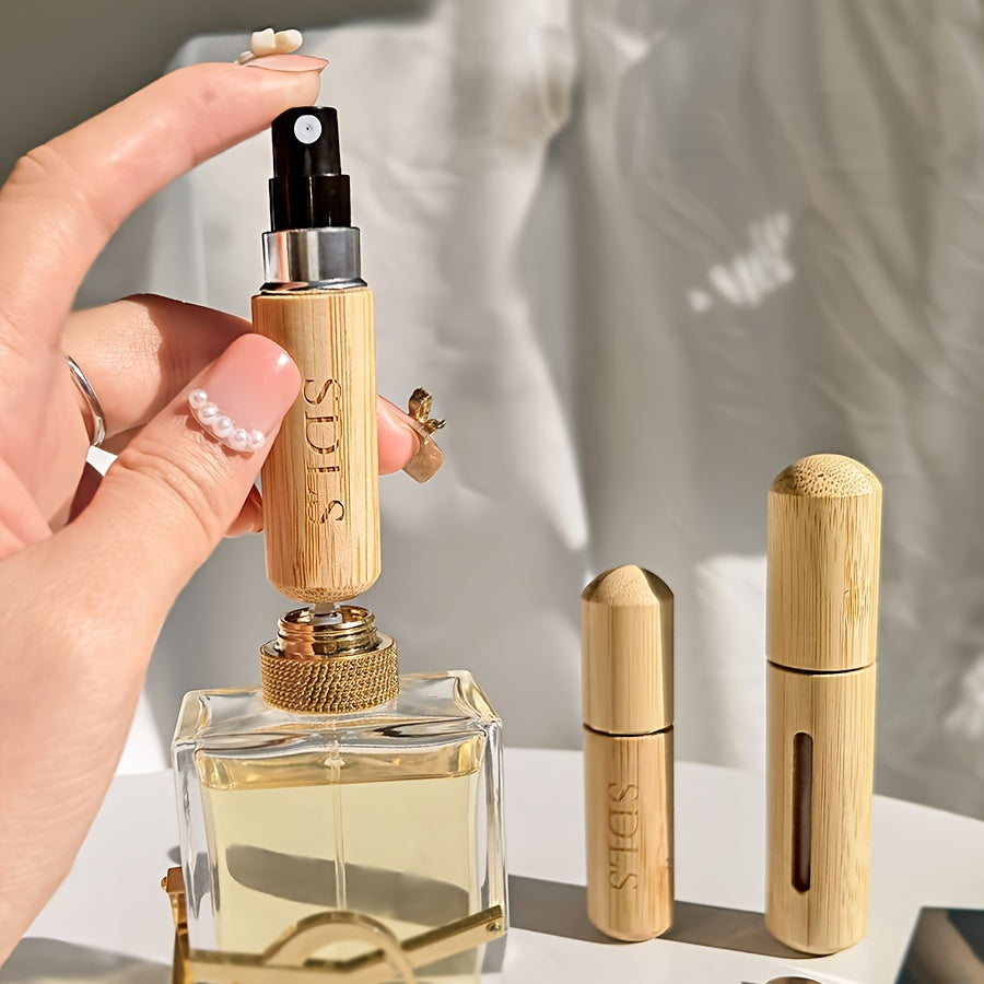 1 Perfume Bottom Dispensing Bottle High-End Bamboo Shell 2 Direct Charge Perfume Dispensing Bottle Spray Bottle 5Ml 8Ml Small Empty Bottle