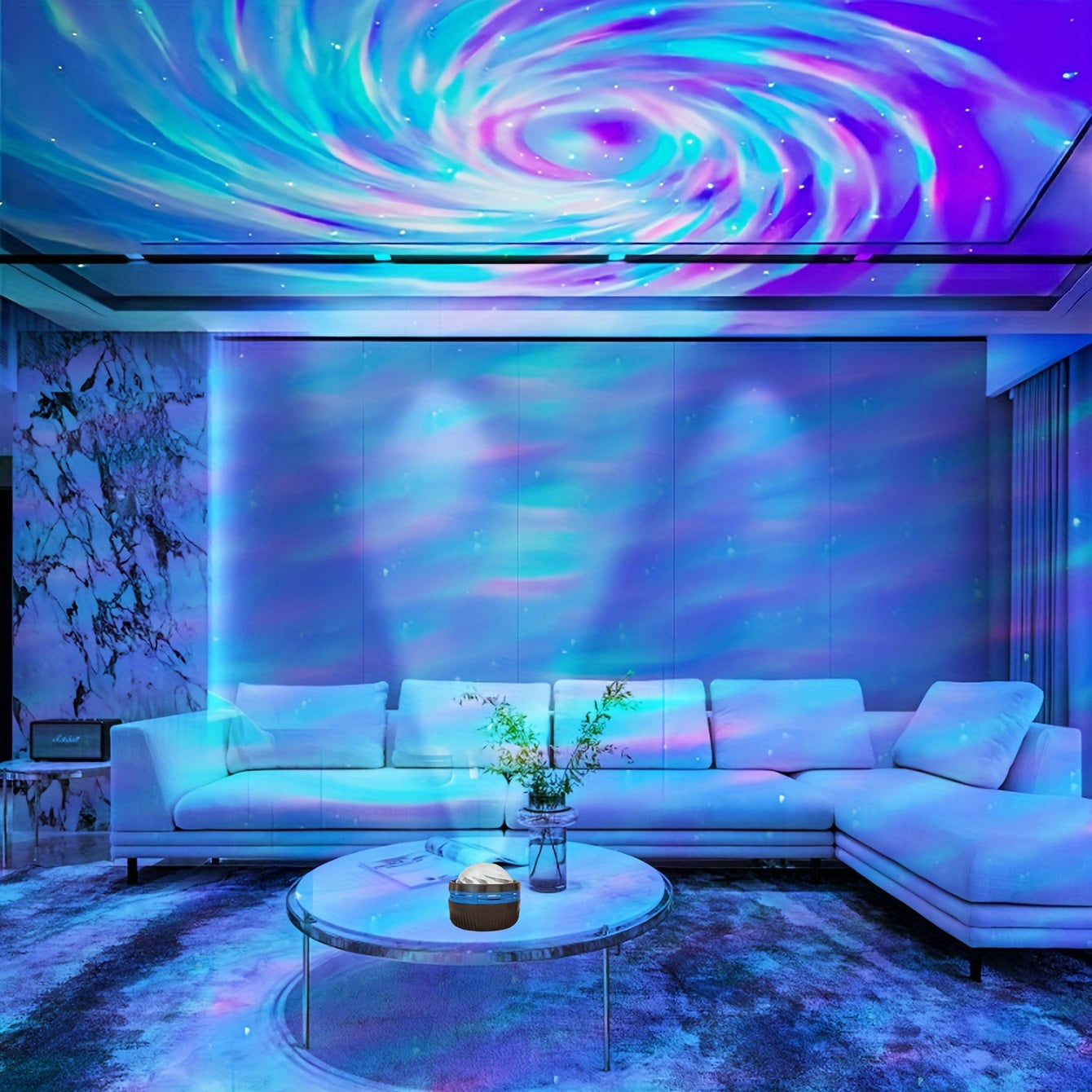 LED RGB Rotating Projection Light, Seven-Color Ambient Night Light for Living Room And Bedside, Perfect for Home Decor And Parties